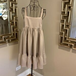 Karen Walker Satin Babydoll Sundress with pockets Sz 4 Taupe